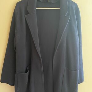 Quince Classic Navy Women's Organic Cotton Knit Blazer